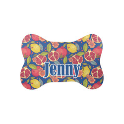 Pomegranates & Lemons Bone Shaped Dog Food Mat (Small) (Personalized)