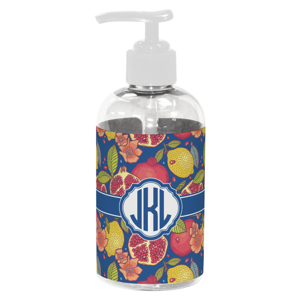 Custom Pomegranates & Lemons Plastic Soap / Lotion Dispenser (8 oz - Small - White) (Personalized)