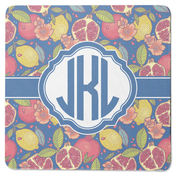 Custom Pomegranates & Lemons Square Rubber Backed Coaster (Personalized)