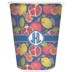 Pomegranates & Lemons Waste Basket - Double Sided (White) (Personalized)