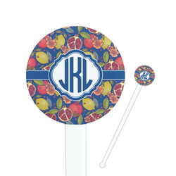 Pomegranates & Lemons 7" Round Plastic Stir Sticks - White - Double Sided (Personalized)