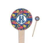 Pomegranates & Lemons 4" Round Wooden Food Picks - Single Sided (Personalized)