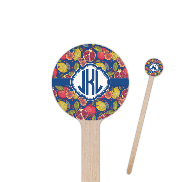 Custom Pomegranates & Lemons 7.5" Round Wooden Stir Sticks - Single Sided (Personalized)