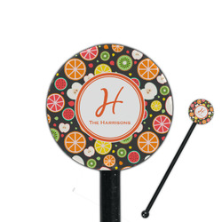 Apples & Oranges 5.5" Round Plastic Stir Sticks - Black - Single Sided (Personalized)