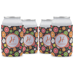 Apples & Oranges Can Cooler (12 oz) - Set of 4 w/ Name and Initial