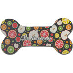 Apples & Oranges Ceramic Dog Ornament - Front w/ Name and Initial