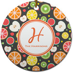 Apples & Oranges Round Ceramic Ornament w/ Name and Initial