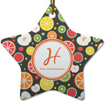 Apples & Oranges Star Ceramic Ornament w/ Name and Initial