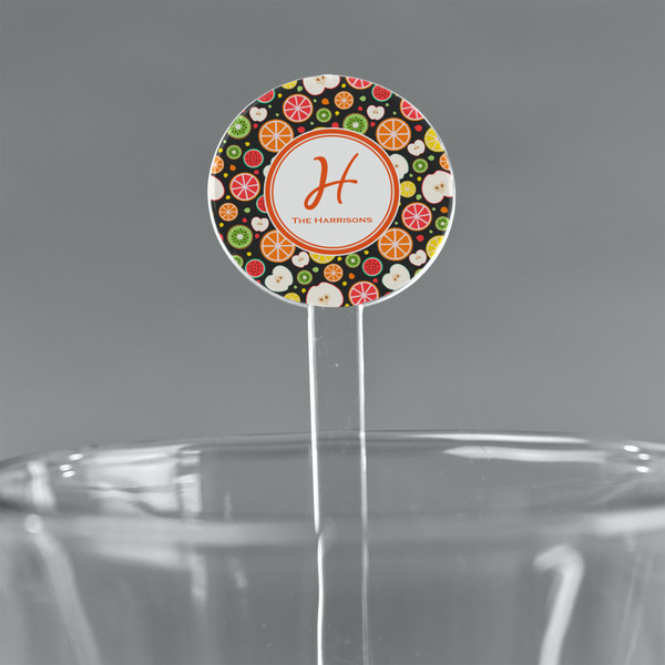 Custom Apples & Oranges 7" Round Plastic Stir Sticks - Clear (Personalized)