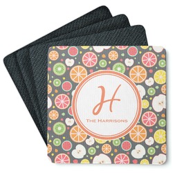 Apples & Oranges Square Rubber Backed Coasters - Set of 4 (Personalized)