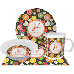 Apples & Oranges Dinner Set - Single 4 Pc Setting w/ Name and Initial