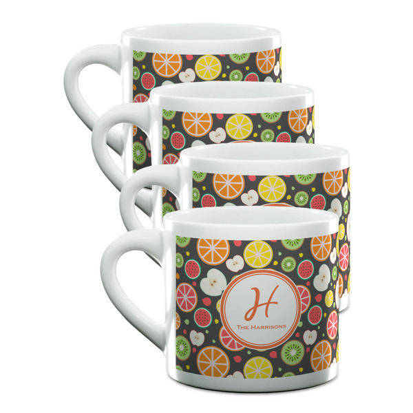 Custom Apples & Oranges Double Shot Espresso Cups - Set of 4 (Personalized)