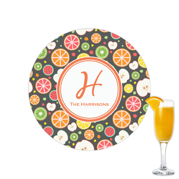 Custom Apples & Oranges Printed Drink Topper - 2.15" (Personalized)