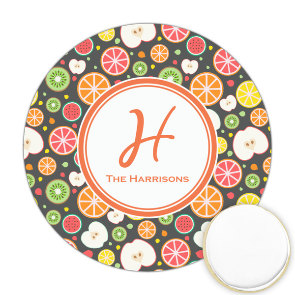 Custom Apples & Oranges Printed Cookie Topper - Round (Personalized)