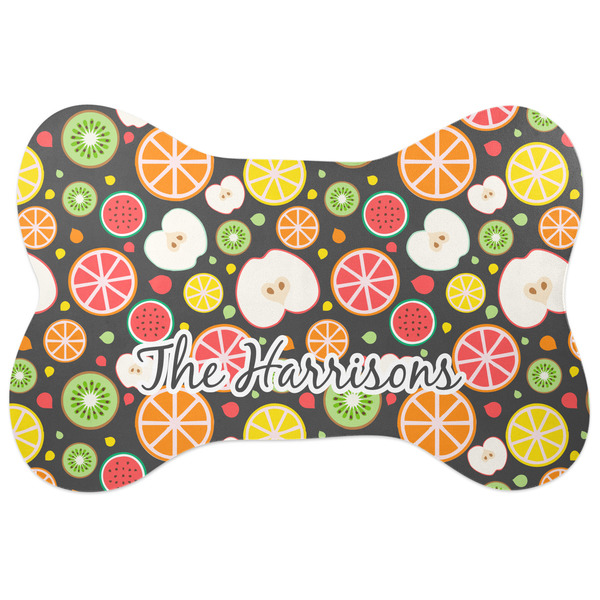 Custom Apples & Oranges Bone Shaped Dog Food Mat (Personalized)