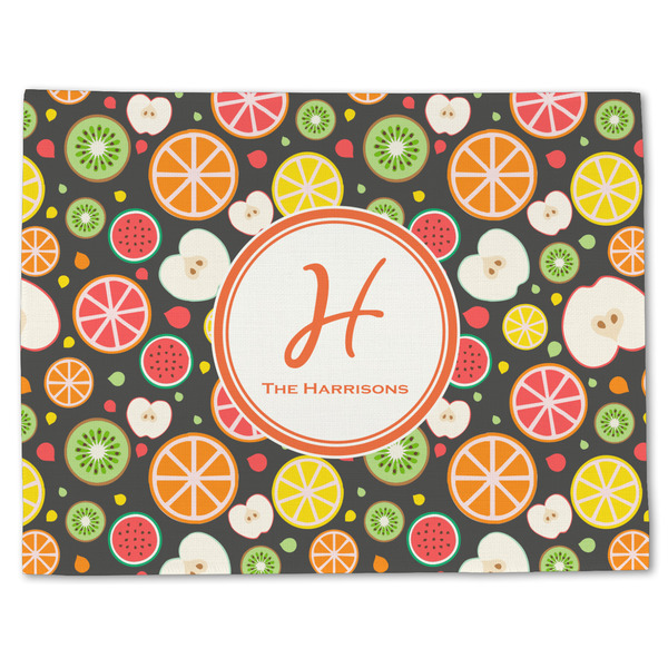 Custom Apples & Oranges Single-Sided Linen Placemat - Single w/ Name and Initial