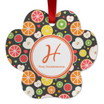 Apples & Oranges Metal Paw Ornament - Double Sided w/ Name and Initial