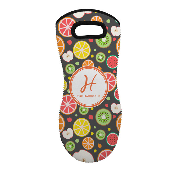 Custom Apples & Oranges Neoprene Oven Mitt w/ Name and Initial