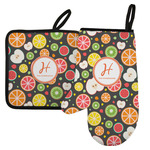 Apples & Oranges Left Oven Mitt & Pot Holder Set w/ Name and Initial