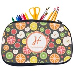 Apples & Oranges Neoprene Pencil Case - Medium w/ Name and Initial