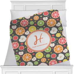 Apples & Oranges Minky Blanket - Toddler / Throw - 60"x50" - Single Sided (Personalized)