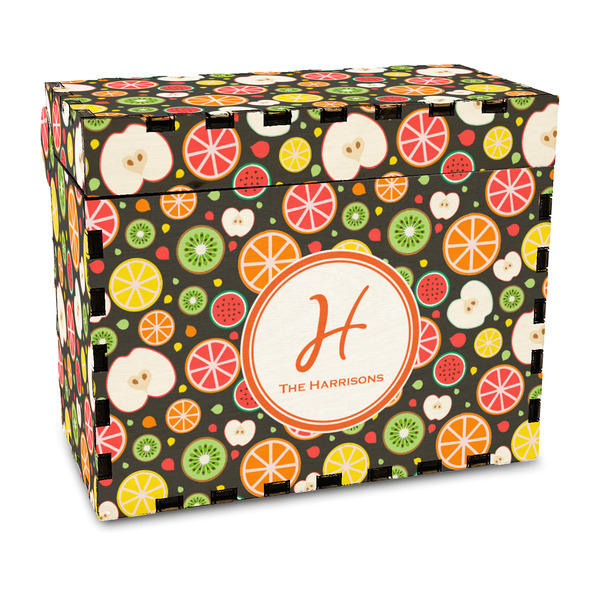 Custom Apples & Oranges Wood Recipe Box - Full Color Print (Personalized)