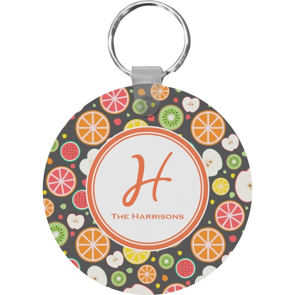 Custom Apples & Oranges Round Plastic Keychain (Personalized)