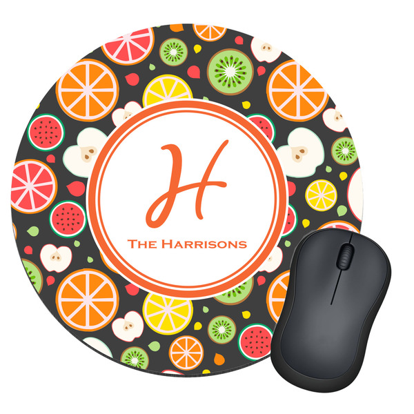 Custom Apples & Oranges Round Mouse Pad (Personalized)