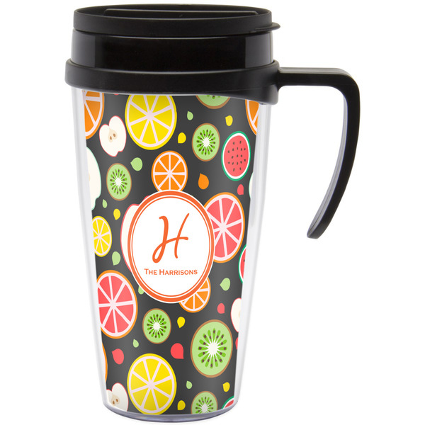 Custom Apples & Oranges Acrylic Travel Mug with Handle (Personalized)