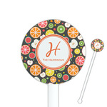 Apples & Oranges 5.5" Round Plastic Stir Sticks - White - Single Sided (Personalized)