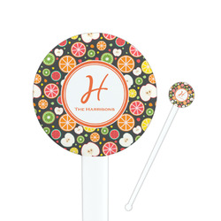 Apples & Oranges 7" Round Plastic Stir Sticks - White - Double Sided (Personalized)