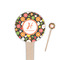 Apples & Oranges Wooden 4" Food Pick - Round - Closeup