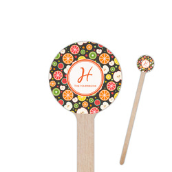 Apples & Oranges 6" Round Wooden Stir Sticks - Double Sided (Personalized)