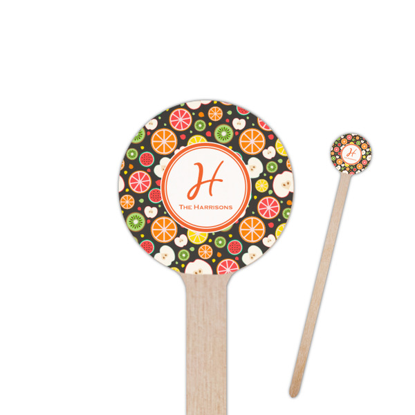 Custom Apples & Oranges 7.5" Round Wooden Stir Sticks - Single Sided (Personalized)