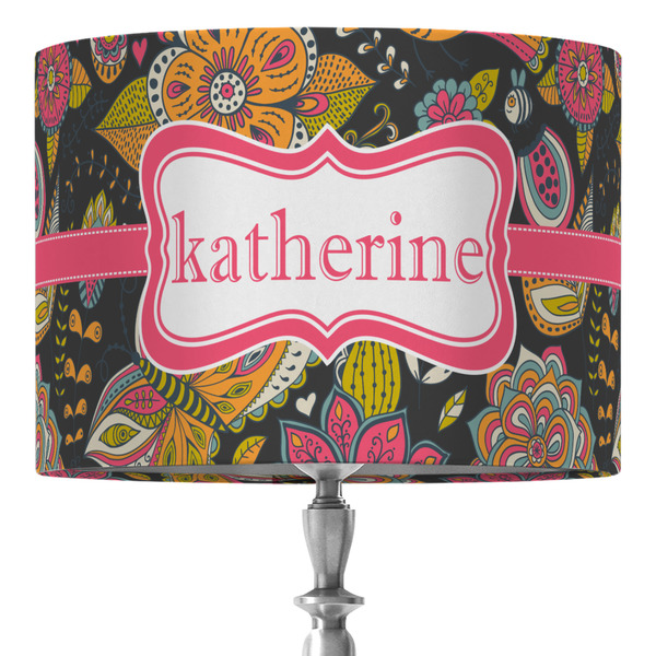 Custom Birds & Butterflies 16" Drum Lamp Shade - Fabric (Personalized)