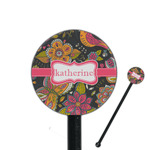 Birds & Butterflies 5.5" Round Plastic Stir Sticks - Black - Single Sided (Personalized)