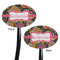 Birds & Butterflies Black Plastic 7" Stir Stick - Double Sided - Oval - Front & Back