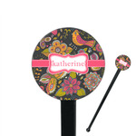 Birds & Butterflies 7" Round Plastic Stir Sticks - Black - Double Sided (Personalized)