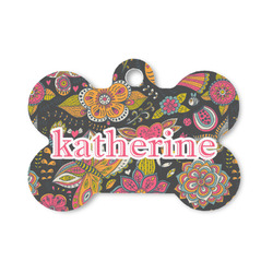 Birds & Butterflies Bone Shaped Dog ID Tag - Small (Personalized)