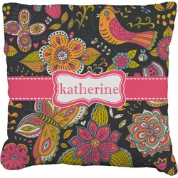 Birds & Butterflies Faux-Linen Throw Pillow 18" (Personalized)