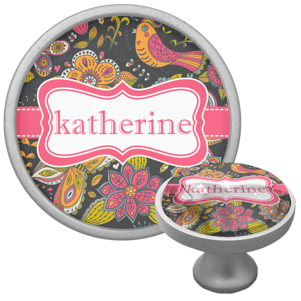 Custom Birds & Butterflies Cabinet Knob (Silver) (Personalized)