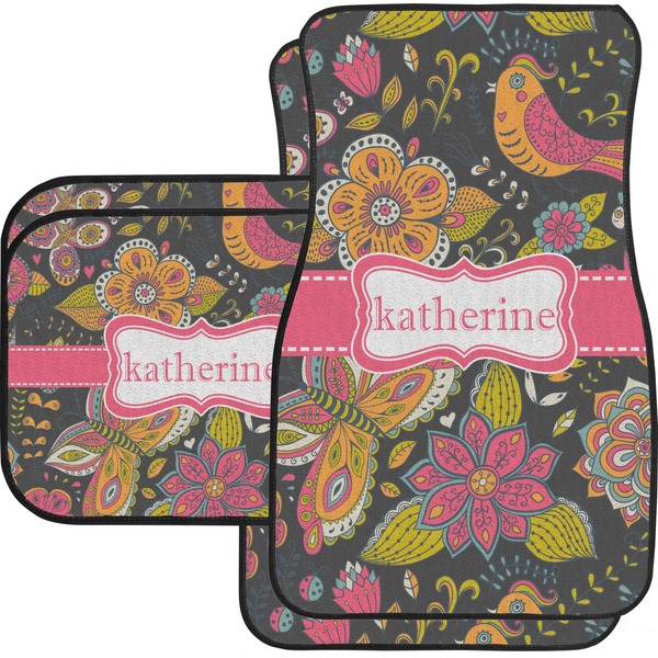 Custom Birds & Butterflies Car Floor Mats Set - 2 Front & 2 Back (Personalized)