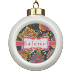 Birds & Butterflies Ceramic Ball Ornament (Personalized)