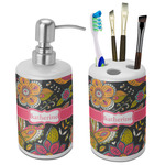 Birds & Butterflies Ceramic Bathroom Accessories Set (Personalized)