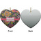 Birds & Butterflies Ceramic Flat Ornament - Heart Front & Back (APPROVAL)