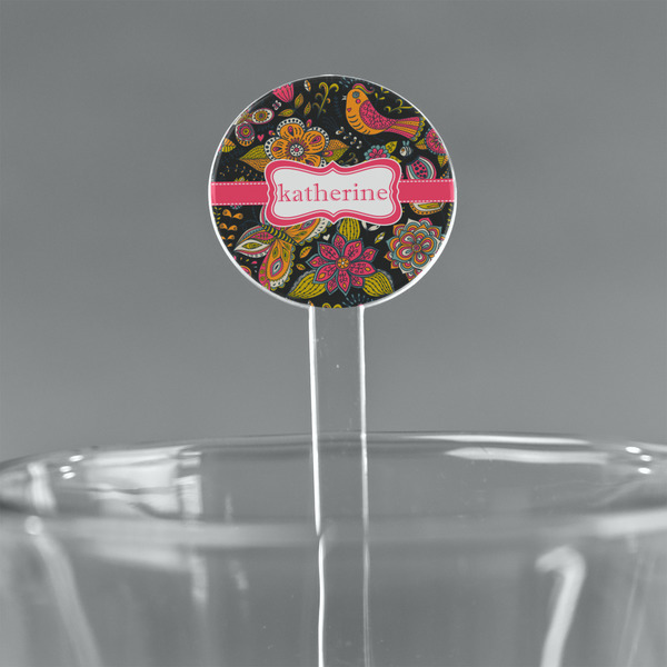 Custom Birds & Butterflies 7" Round Plastic Stir Sticks - Clear (Personalized)