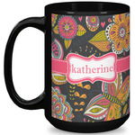 Birds & Butterflies 15 Oz Coffee Mug - Black (Personalized)