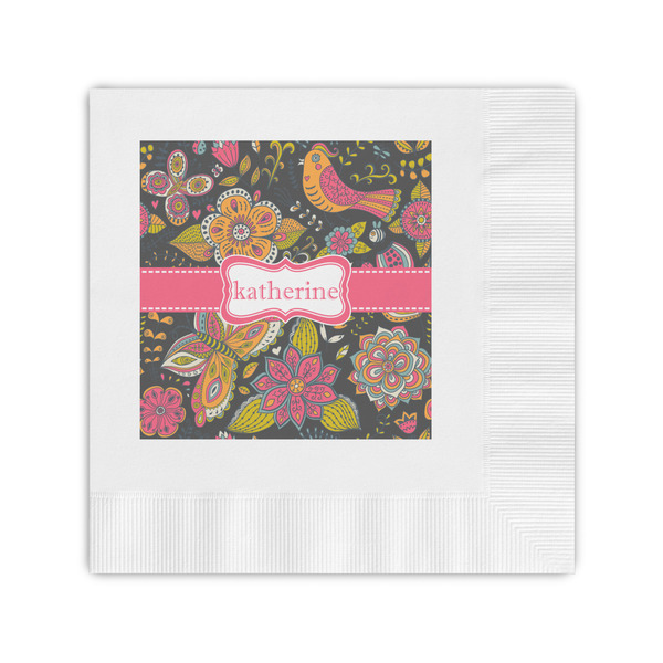 Custom Birds & Butterflies Coined Cocktail Napkins (Personalized)