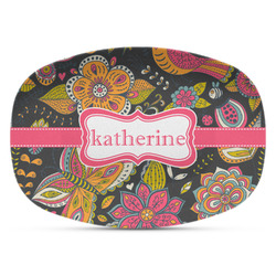 Birds & Butterflies Plastic Platter - Microwave & Oven Safe Composite Polymer (Personalized)