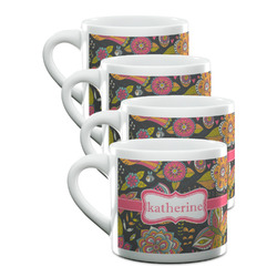 Birds & Butterflies Double Shot Espresso Cups - Set of 4 (Personalized)